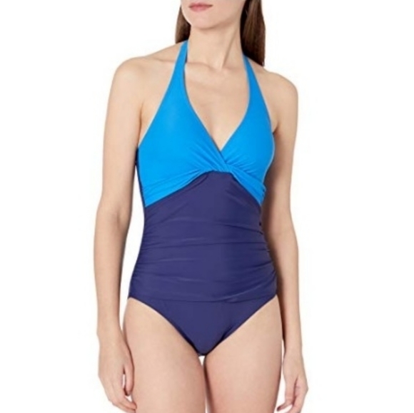 Chaps Other - NWT Chaps Color-Block Twist Halter Swimsuit, 6